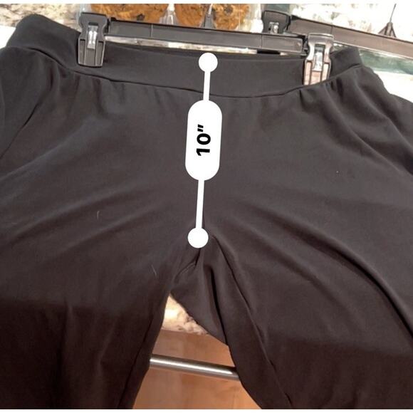 Eileen Fisher L Large Silk Pants Georgette Crepe Pleated Wide Leg Crop Black - Picture 8 of 11